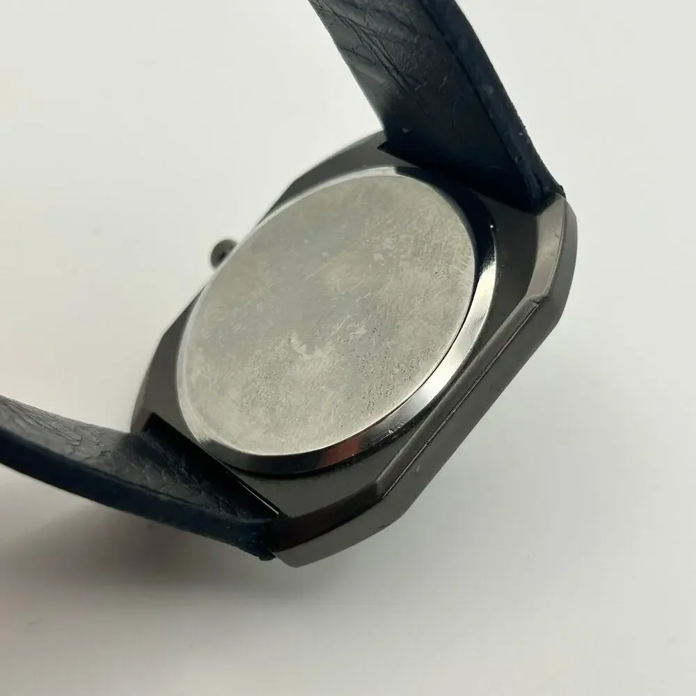 MAD Black Dial and Leather Metallic Gray Case Watch Working New Battery